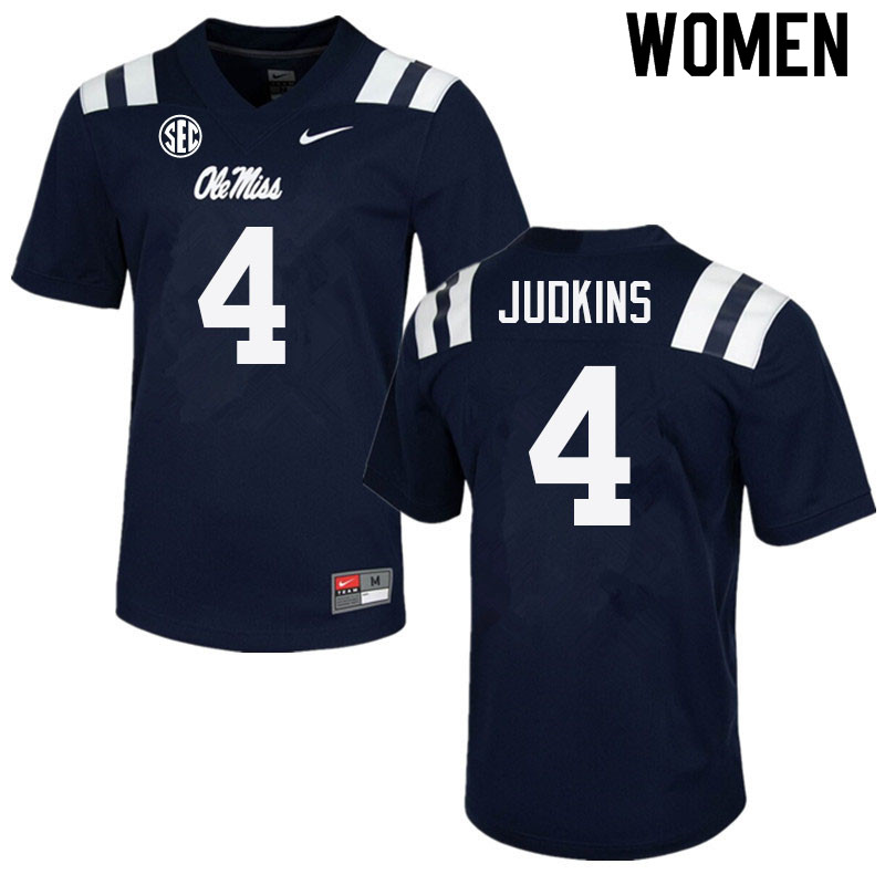 Quinshon Judkins Ole Miss Rebels NCAA Women's Navy #4 Stitched Limited College Football Jersey OAJ4158WC